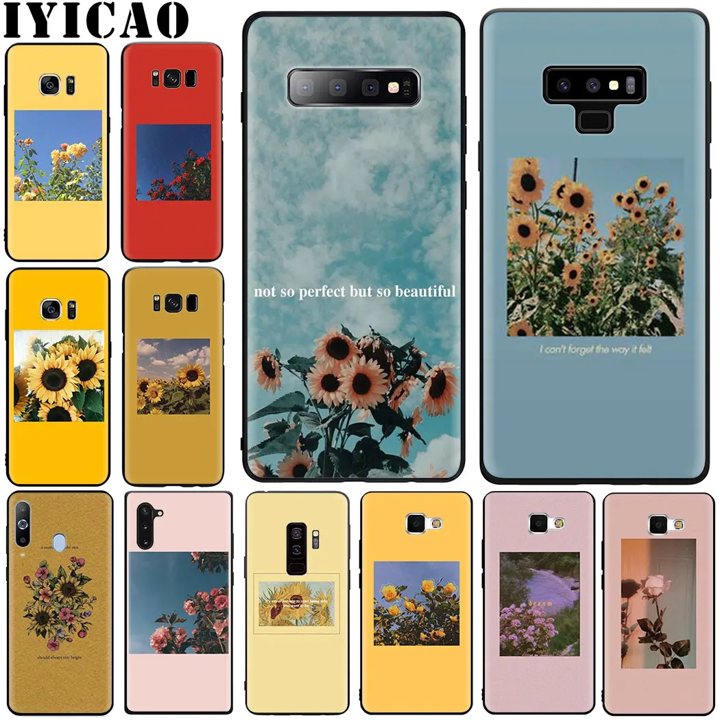 Желтые фиолетовые цветы Мягкий чехол для samsung A10 A20 A30 A40 A50 A60 A70 A20E A10s A20s A30s A40s A50s A60s