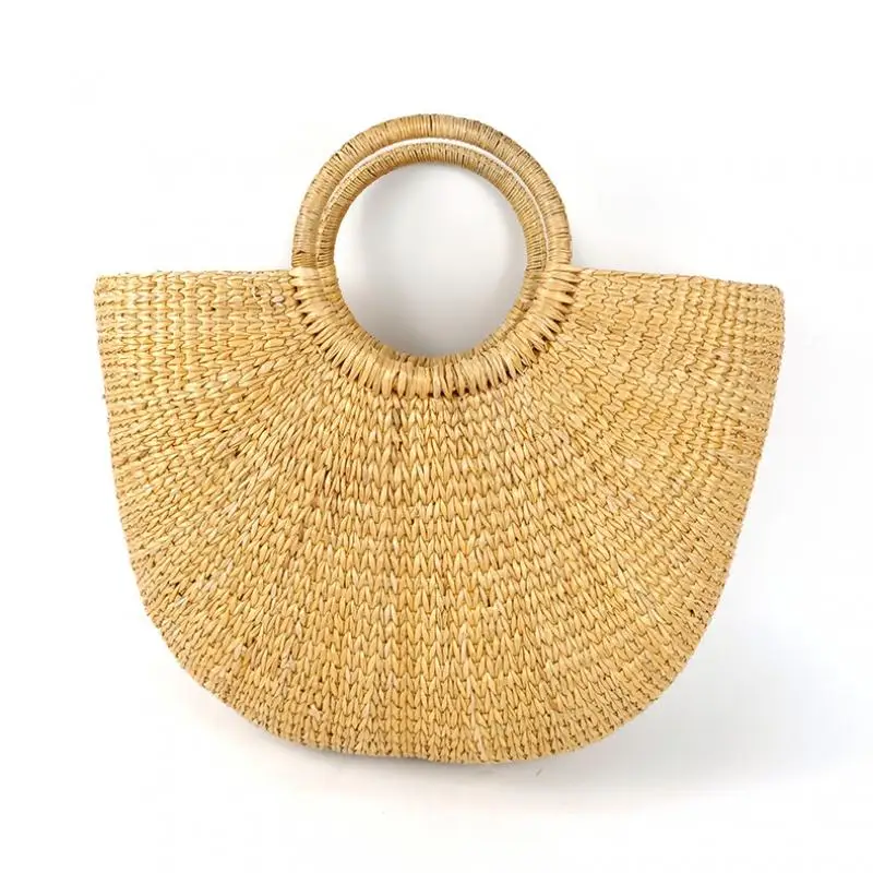 

Повседневная плетеная Женская сумочка с полумесяцем, соломенные сумки ручной работы из ротанга для женщин 2020, Женская Ручная сумка с ручкам...