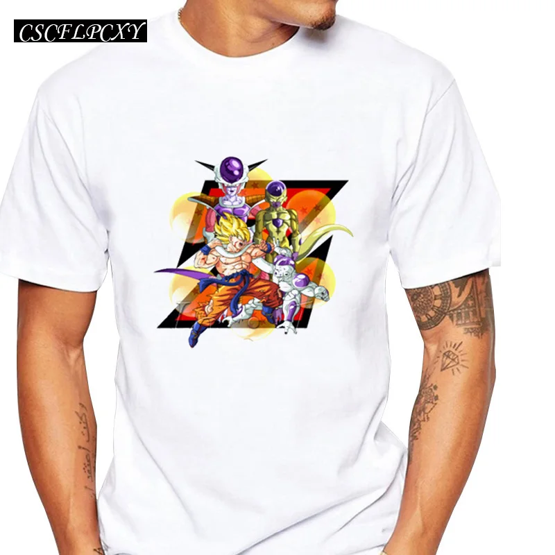 Герой Гохан Вегета ГОКу Fighting Frieza Мужчины мультфильм печатных футболки с коротким