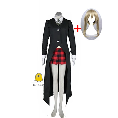 

6 PCS Soul Eater Maka Albarn Cosplay Costume for Women Girl Skirt Set Trench Uniform Halloween Carnival Party Costume Blonde Wig
