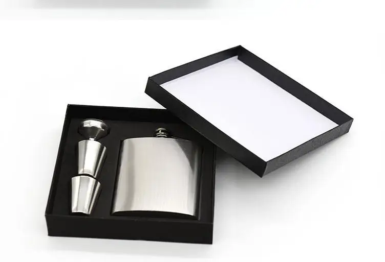 

50pcs/lot Fashion 7 Oz Stainless Steel Hip Flask Men Carry Flagon Gift Set Men's Gift Free Shipment Wholesale