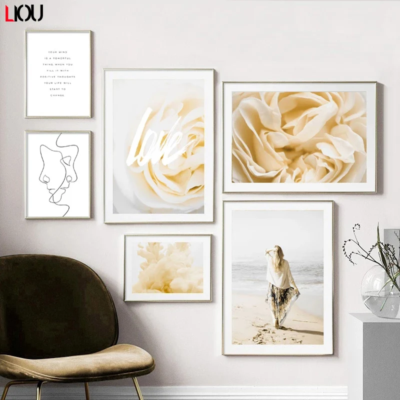 Настенная картина с изображением роз пляжа девушки цитаты настенная Картина на