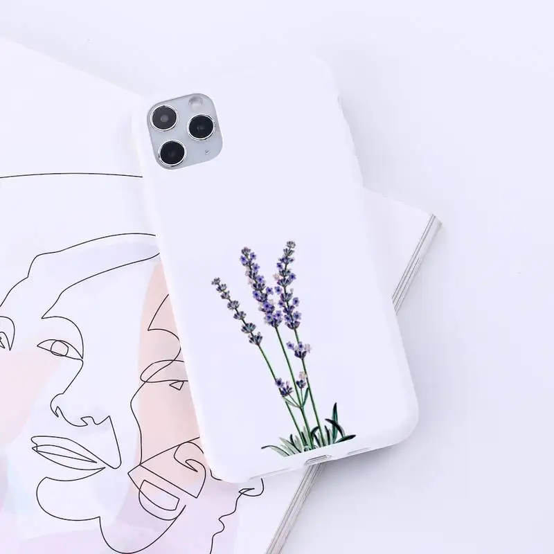 

Simple Lavender Purple Flowers Phone Case Candy Color for iPhone 6 7 8 11 12 s mini pro X XS XR MAX Plus