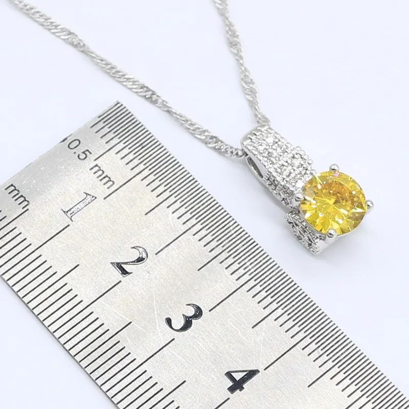 Женские серебряные Ювелирные наборы желто-белое циркониевое ожерелье