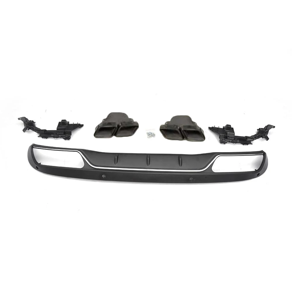 Silver and blacktip PP авто задний диффузор с Глушитель для Mercedes Benz C Class W205 C200 C250 Седан 4-дверный- спортивный/Non C63 AMG - Цвет: Silver and blacktip