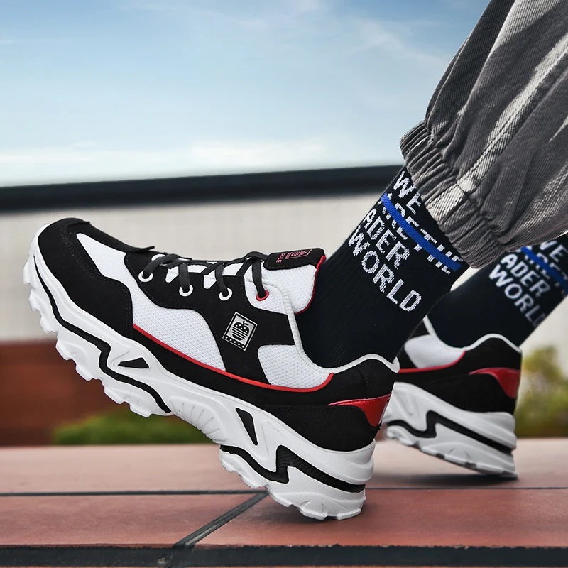 

Sports running shoes thick soles shock absorption panda shoes classic male lovers students trend Korean version