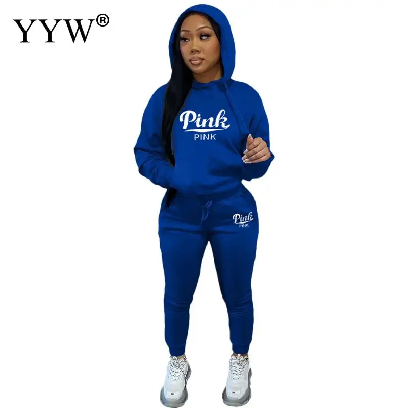 

Свитшот женский с надписью, хлопковый пуловер, повседневный комплект из двух предметов, худи с вышивкой, розовый, Осень-зима 2022