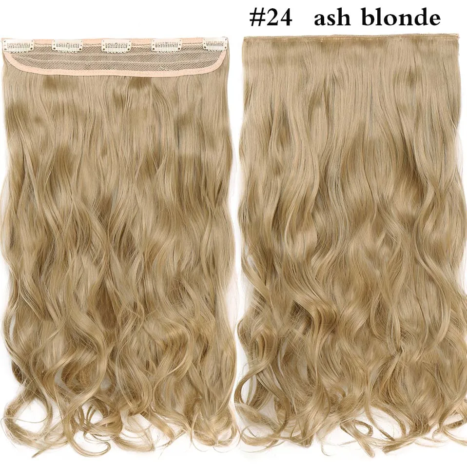 ash blonde SNOILITE 17/24/27/2" 5 зажимов в целости и сохранности Наращивание волос Синтетические длинные волнистые волосы добавочном номере телефоне 3/4 для наращивания на всю голову цельнокроеное платье, парик, заколки, заколки для волос, трессы, заколки - Цвет: ash blonde