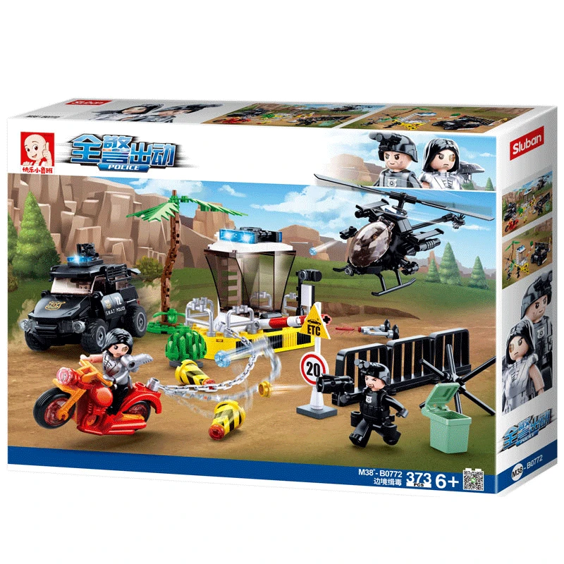 

SLuban Boy Assembling Building Blocks Children's Educational Toys All Police Dispatched Police Police Car Border Drug Abuse 0772