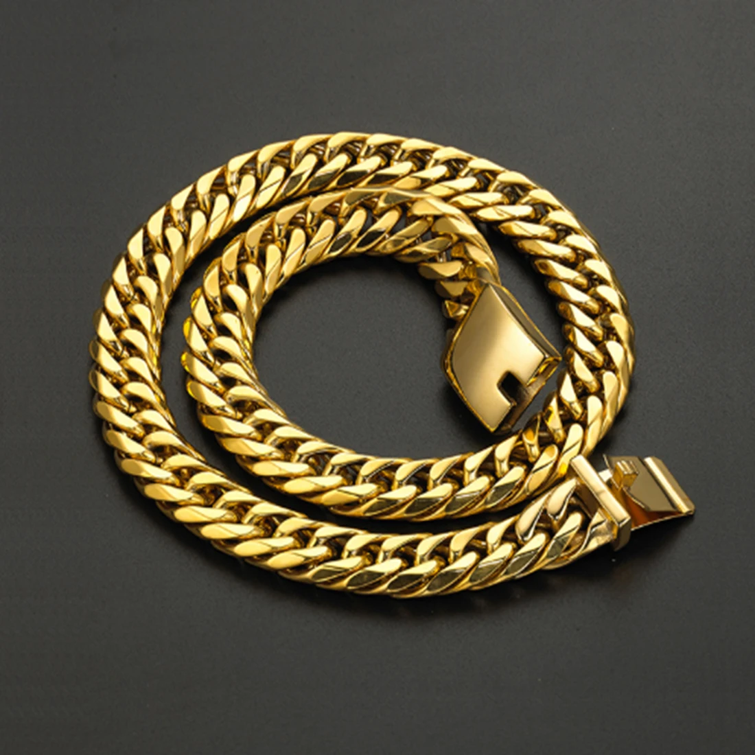 

16mm Square Buckle 316L Stainless Steel Silver Color/Gold Cuban Curb Chain Mens Male Necklace Or Bracelet 7-40" Fashion Jewelry