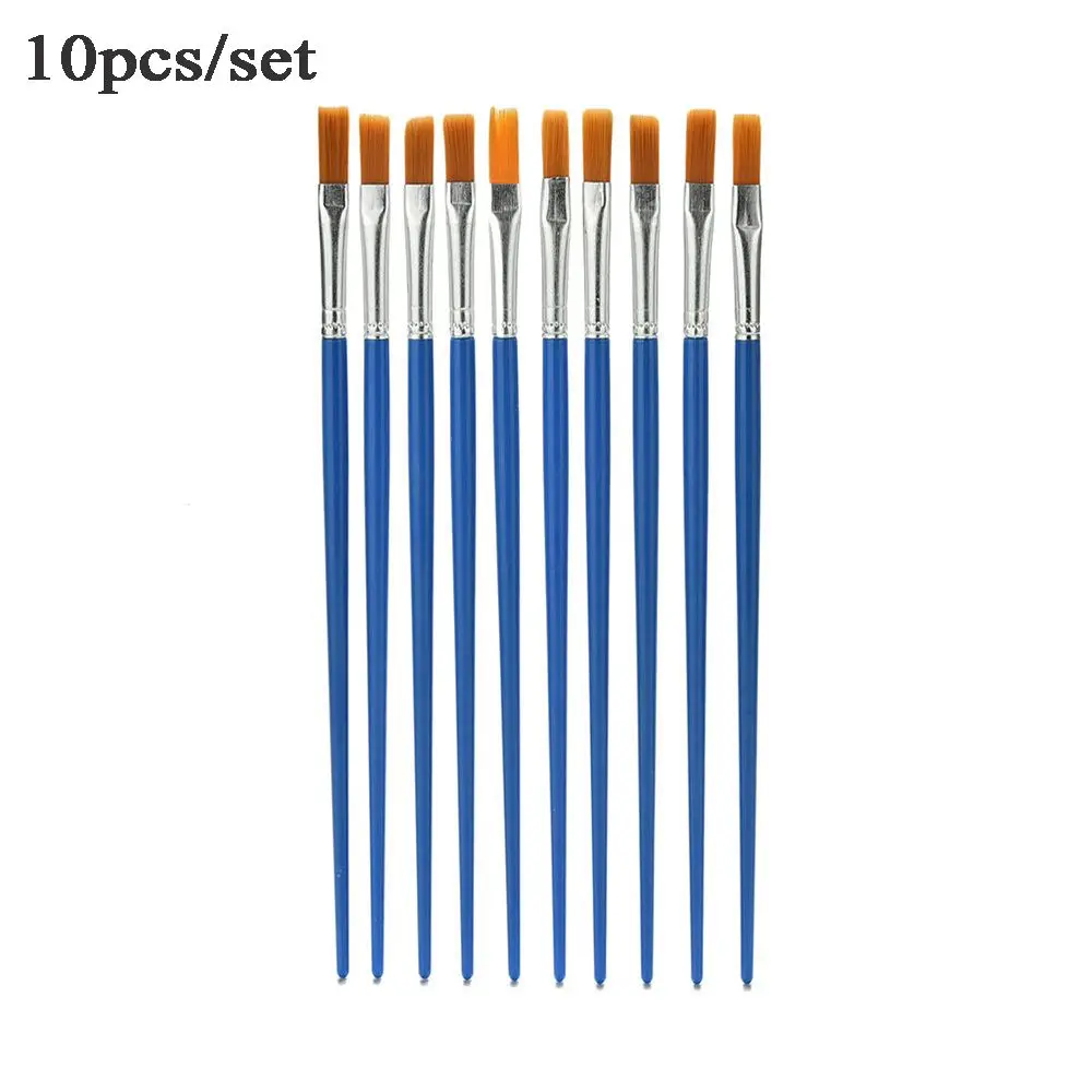 Набор кистей нейлоновых голубых для рисования акварелью 10 шт.|Ручки и кисти