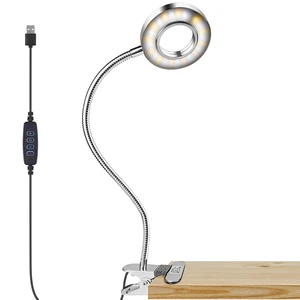 Topoch Clip on Book Reading Lamp USB Eye Care Kids Desk Light with 3 Color Modes 10 Brightness Dimmer 360 ° Flexible Gooseneck