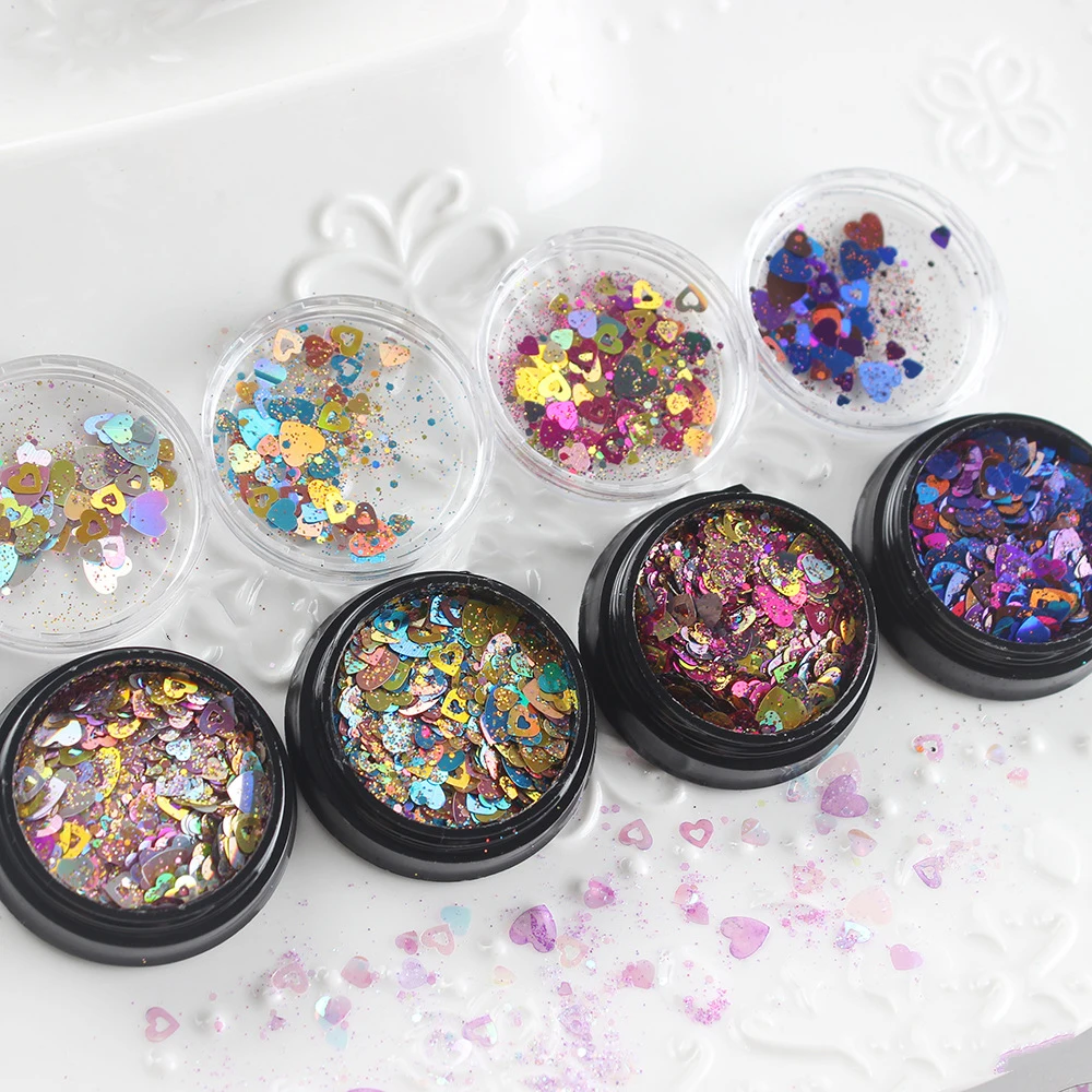 4 коробки красочное сердце блестки набор для смешивания УФ смола плесень