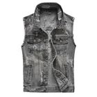 Мужская джинсовая куртка, повседневный жилет большого размера в Корейском стиле, цвет серый, 2021