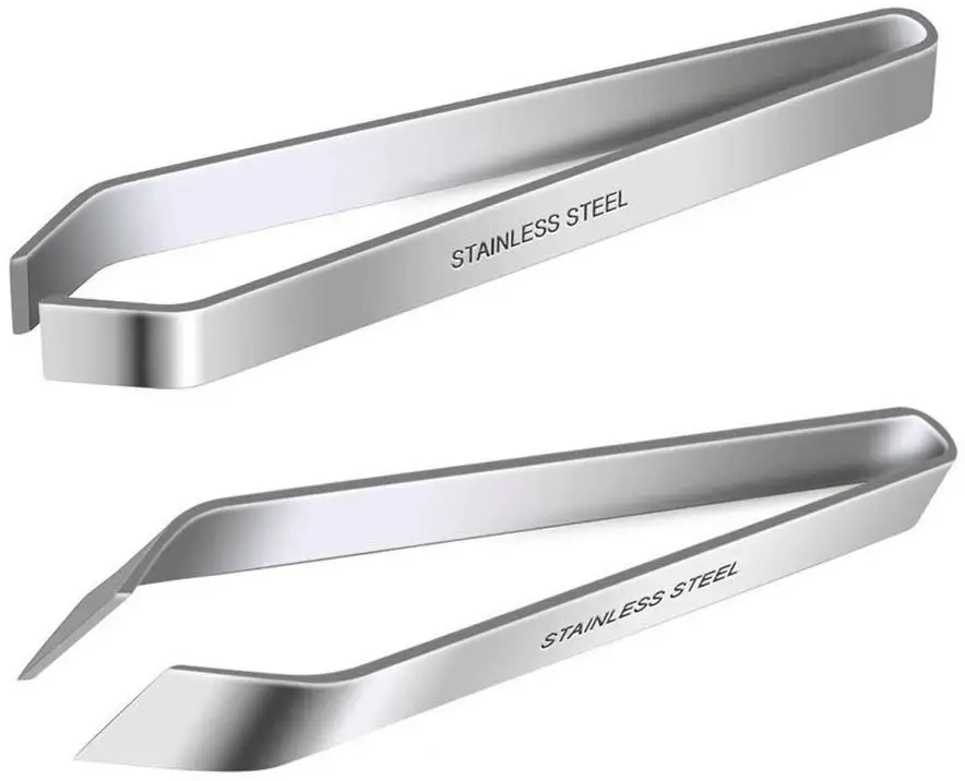 

2 Pieces Fish Bone Tweezers, Stainless Steel Flat and Slant Tweezers Pliers Remover Tool (4.6")