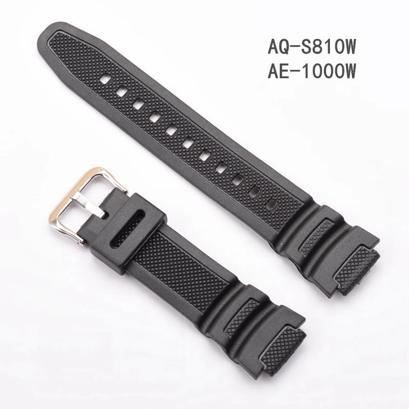 Каучуковый ремешок для AE-1000w AQ-S810W SGW-400H/SGW-300H силиконовый ремешок для часов булавки Туфли с ремешком и пряжкой часы на запястье браслет цвета: черный