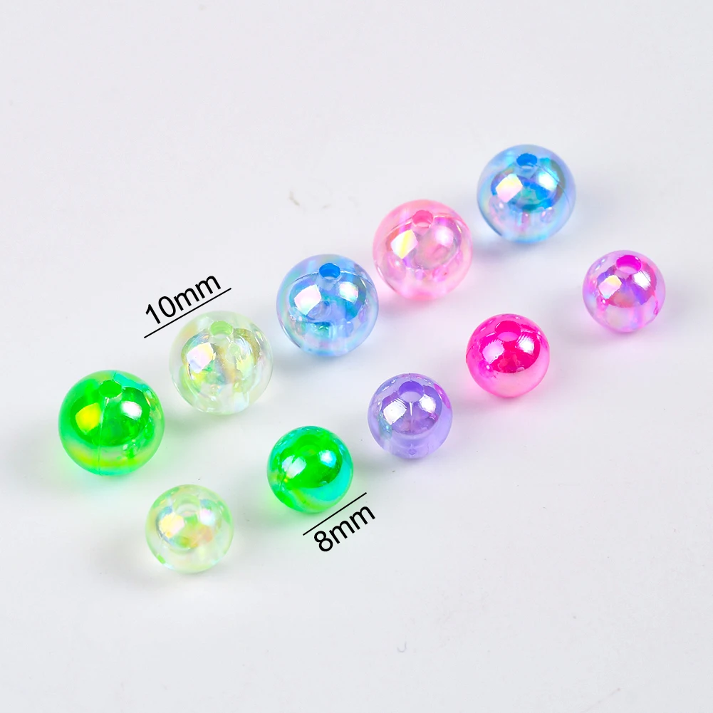 

50-100Pcs/Lot 8mm 10mm ABS Glitter Beads DIY Bracelet Accessories Round Loose Spacer Charms Beads For Jewelry Making Supplies