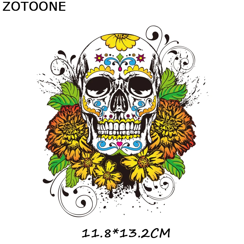 ZOTOONE Череп Панк Железный На Переводные патчи Аппликации для одежды футболки плавкие патчи термо-Стикеры для одежды Аппликации на одежду - Цвет: 403