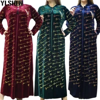 velvet african print maxi dresses for women evening party dress dashiki letters africa clothes plus size casual christmas robe