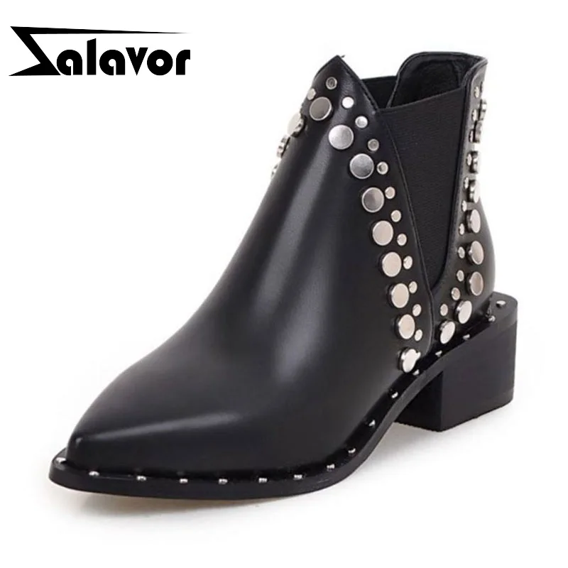 ZALAVER/зимние теплые ботинки без застежек с заостренным носком черная кожаная