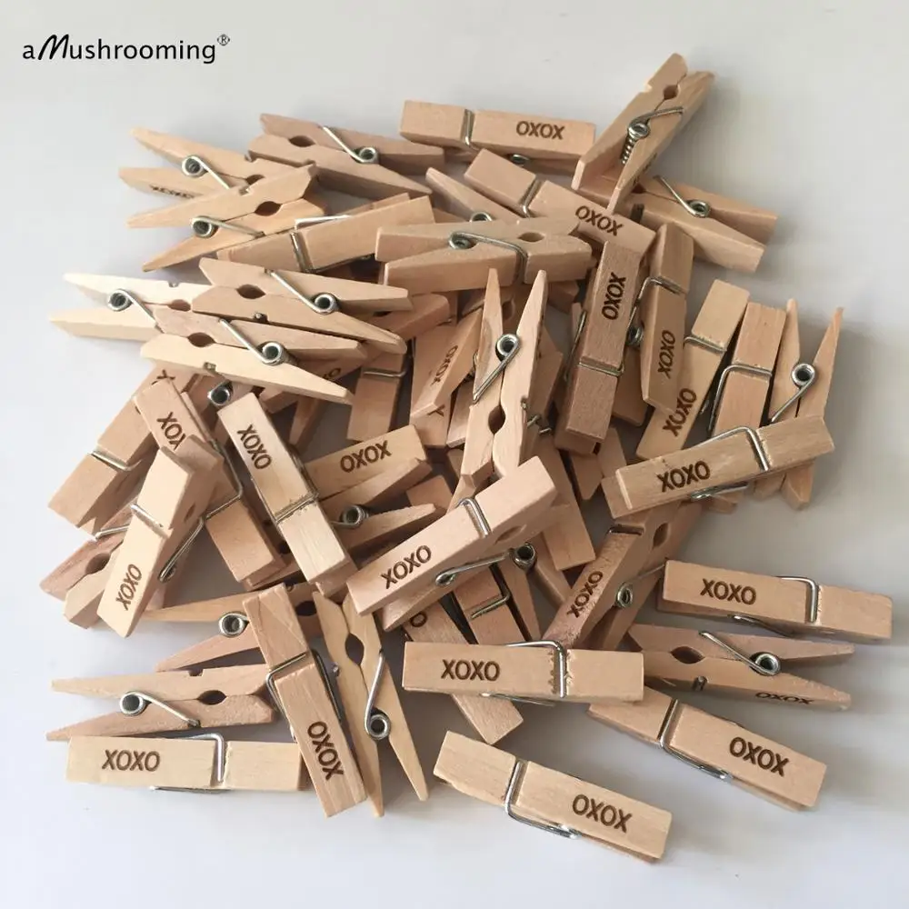 X50 Персонализированные Деревянные прищепки для одежды украшения мини-прищепки