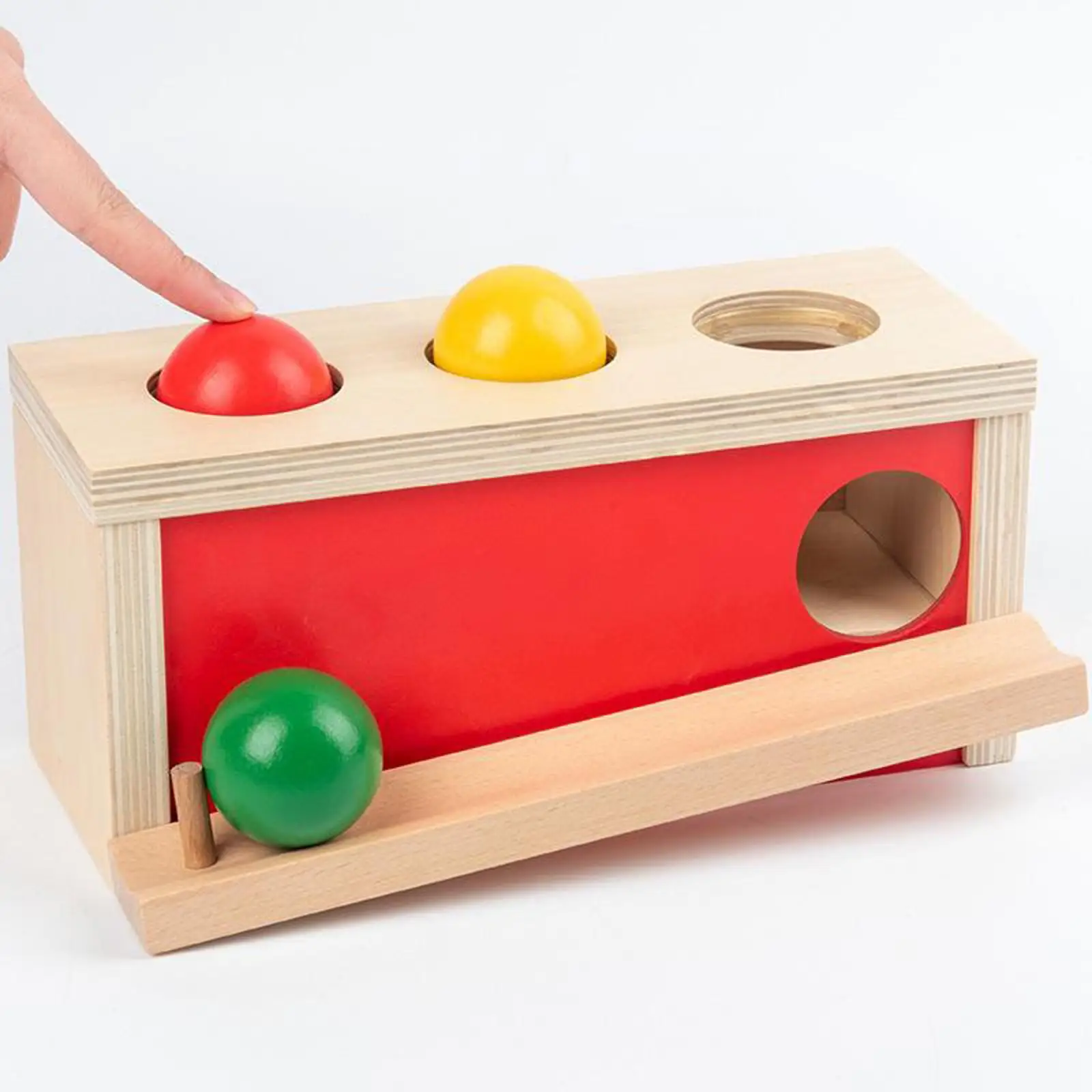 

Трехцветная деревянная коробка для шариков, пресс-мяч, координация рук и глаз, Развивающие веселые Игрушки для раннего развития, подарок на ...