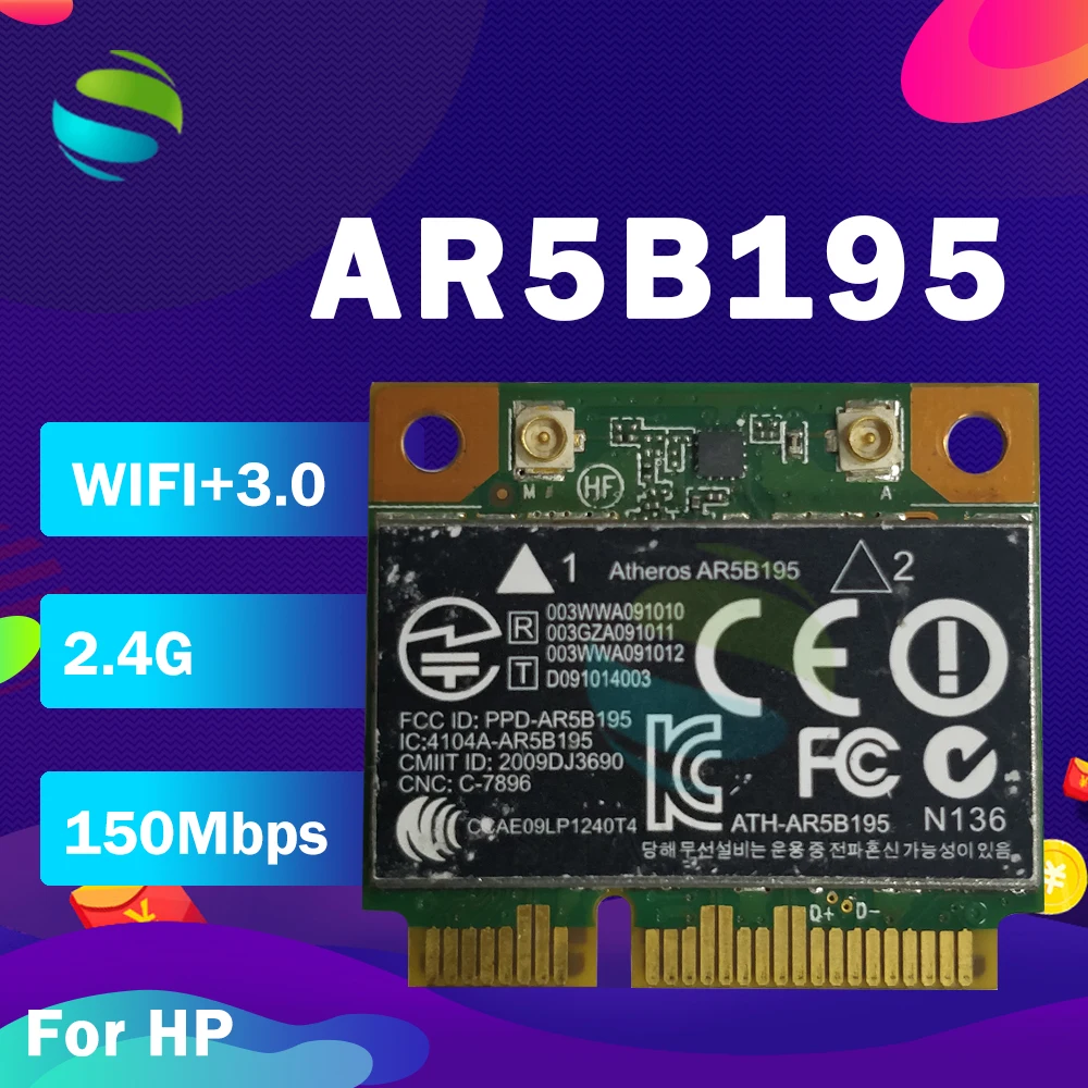 Atheros AR9285 AR5B195 AR9002WB 1NGCD SPS:592775 001 аккумулятор большой емкости Половина мини PCIe WLAN WI FI