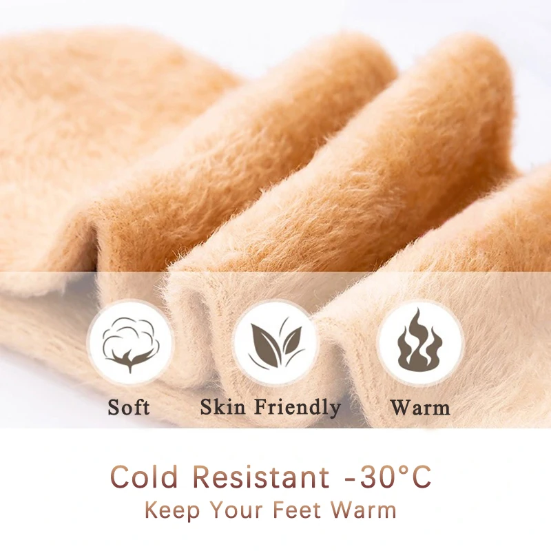 10 Pairs Women Men Winter Thermal Socks Thick Warm Soft Cashmere Wool Snow Sock Black Khaki Velvet Boots Floor Happy Funny Socks