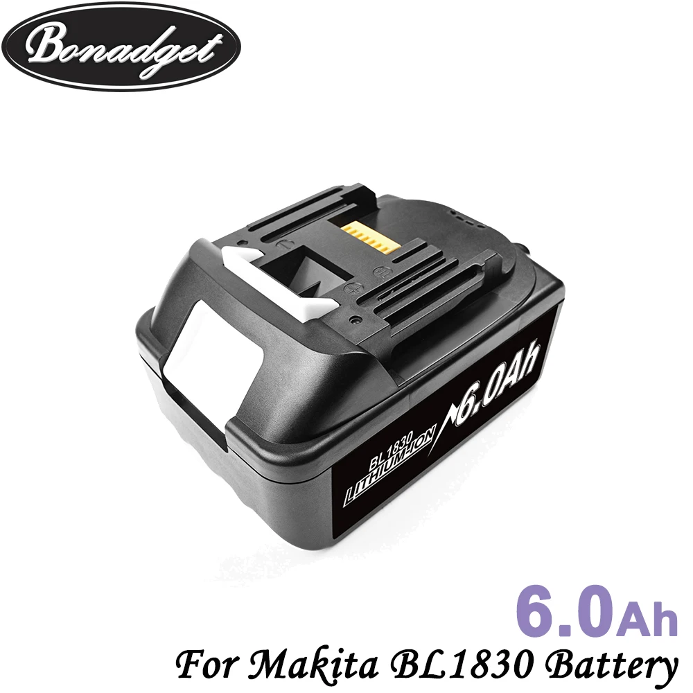 Аккумулятор Bonadget литий-ионный 18 в 3000 мАч 4000 6000 для Makita BL1830 BL1815 BL1860 BL1840 194205-3