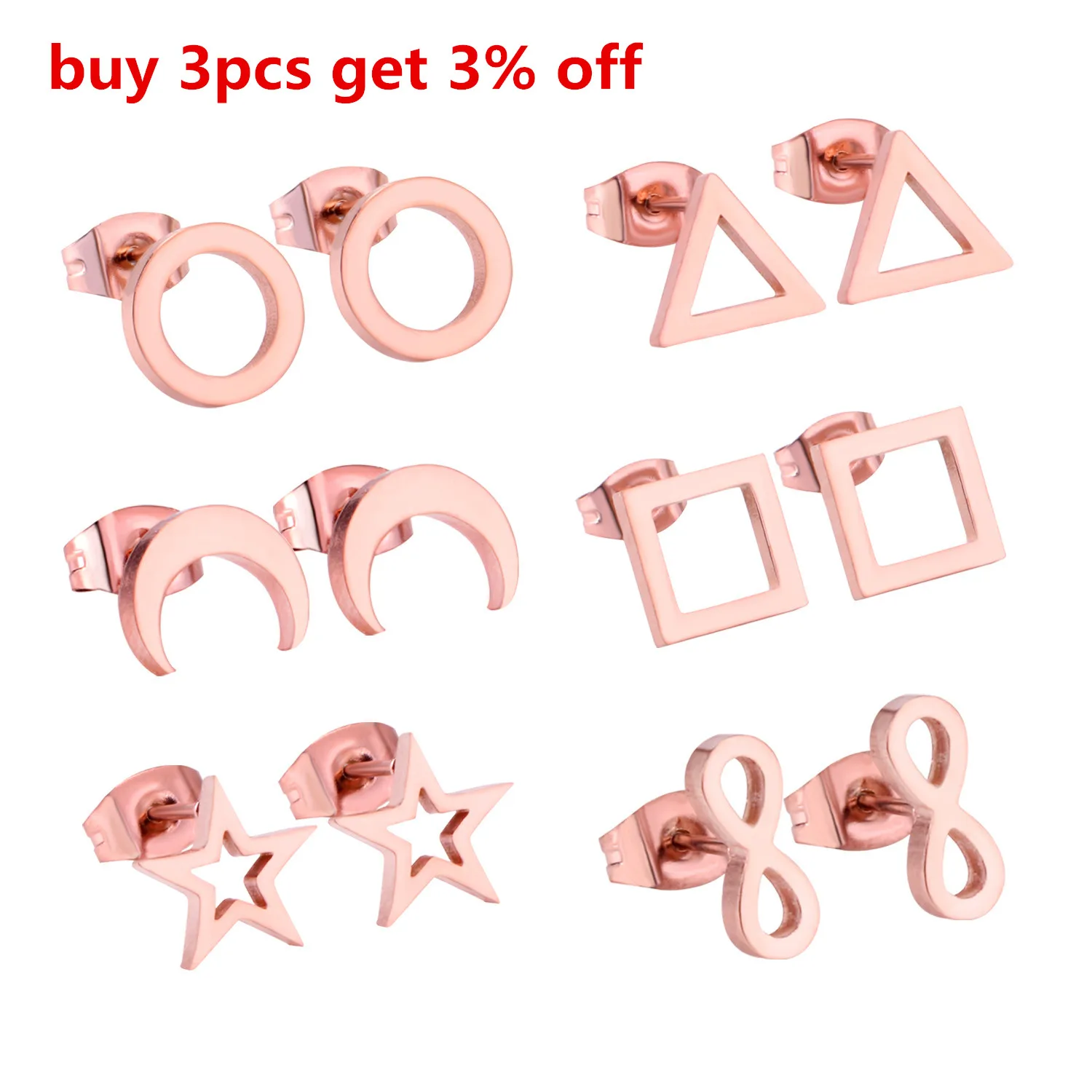 LUXU стальные геометрические серьги гвоздики из розового золота нержавеющей стали