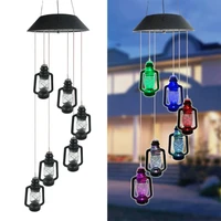 6led color changing wind chime light solar kerosene decoration lamp string garden courtyard retro lamp lantern