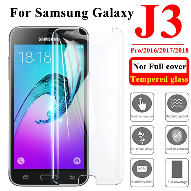 Закаленное стекло для Samsung Galaxy J3 2016 дисплей 2017 Защитная 3J пленка экрана J 3 2018