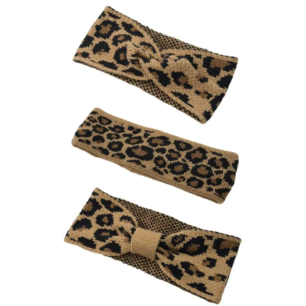 1 шт. Женская повязка на голову с леопардовым принтом вязаная эластичная лента