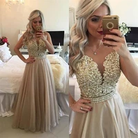 long party dress elegant prom dresses with lace steep sleeves on the back formal dresses round necked floors