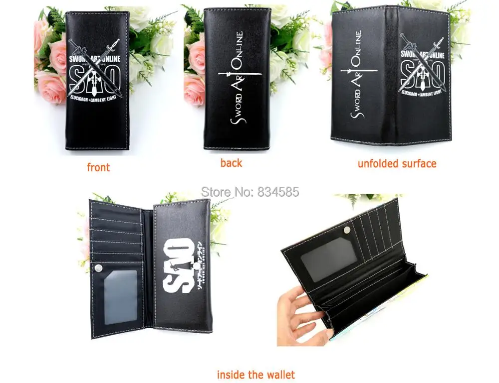 SAO Anime Sword Art Online Long Wallet Kirigaya Kazuto Synthetic Leather Purse