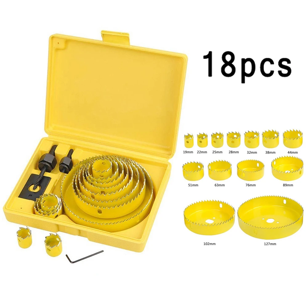 

13PCS Hole Saw Drill Bits Kit Wood Metal Cutter Mandrels Sawing 3/4 - 5Inch
