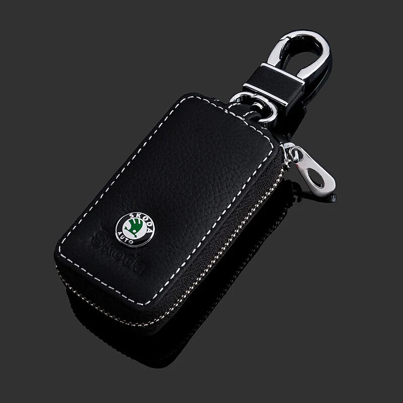 Кожаный чехол для ключей Skoda Fabia Kamiq Karoq Kodiaq Octavia Rapid Superb Yeti с логотипом аксессуары 1