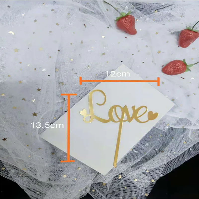 Новые акриловые топперы для торта на День Св. Валентина Романтические Золотые