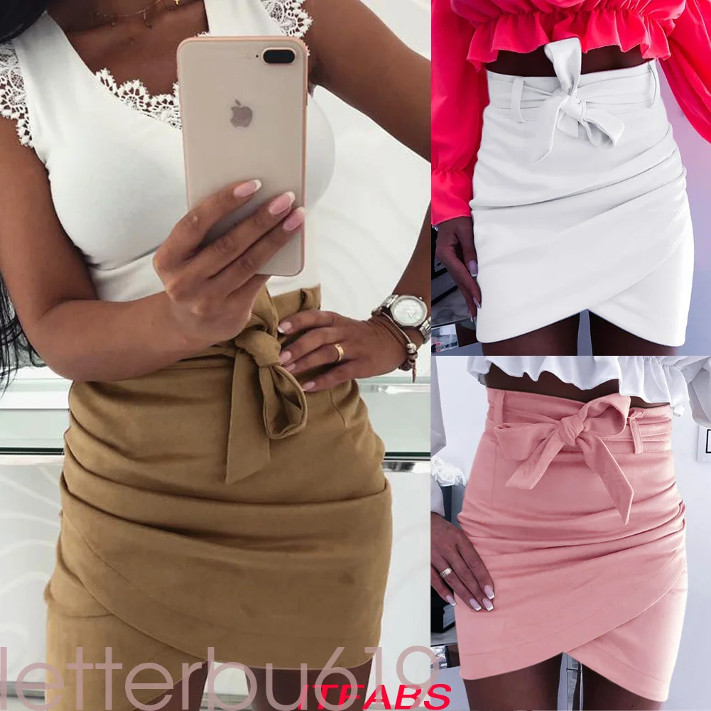 

Женская юбка-карандаш с завышенной талией, кружевная привлекательная обтягивающая повседневная Вечерние-юбка с пуговицами, из замши и кожи...