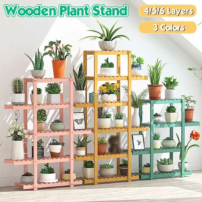 

Household Shelf Multi-storey Balcony Decorate Solid Wood Quality Indoor Living Room Green Luo Flowerpot Shelves Flower Rack