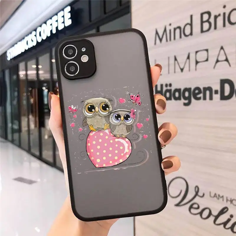 

Cute cartoon owl animal Phone Case Matte Transparent for iPhone 7 8 11 12 s mini pro X XS XR MAX Plus cover funda