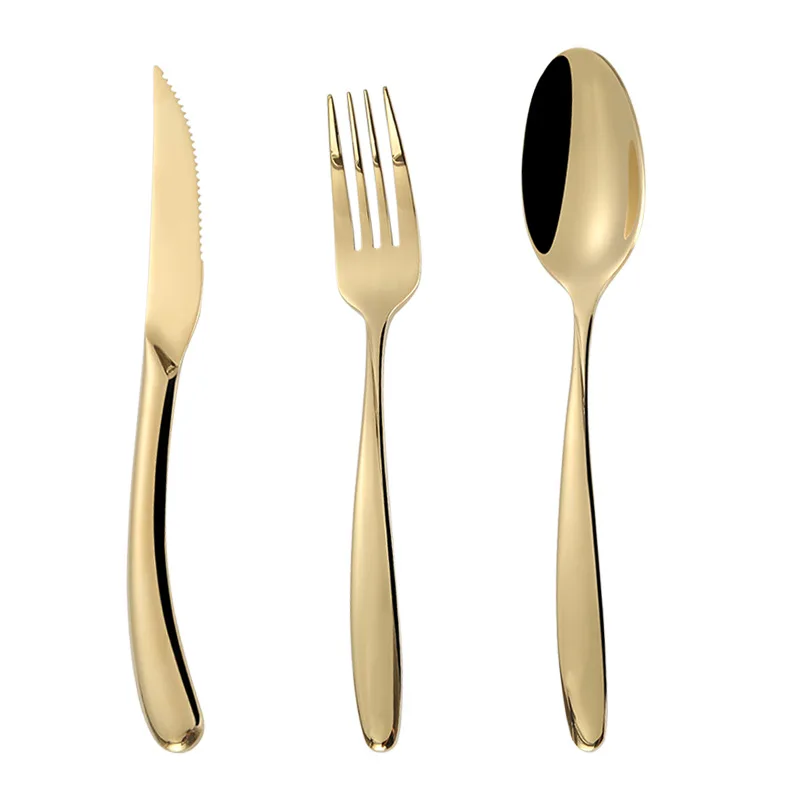 Золотые Столовые приборы высокого качества 304 из нержавеющей стали ножи вилки