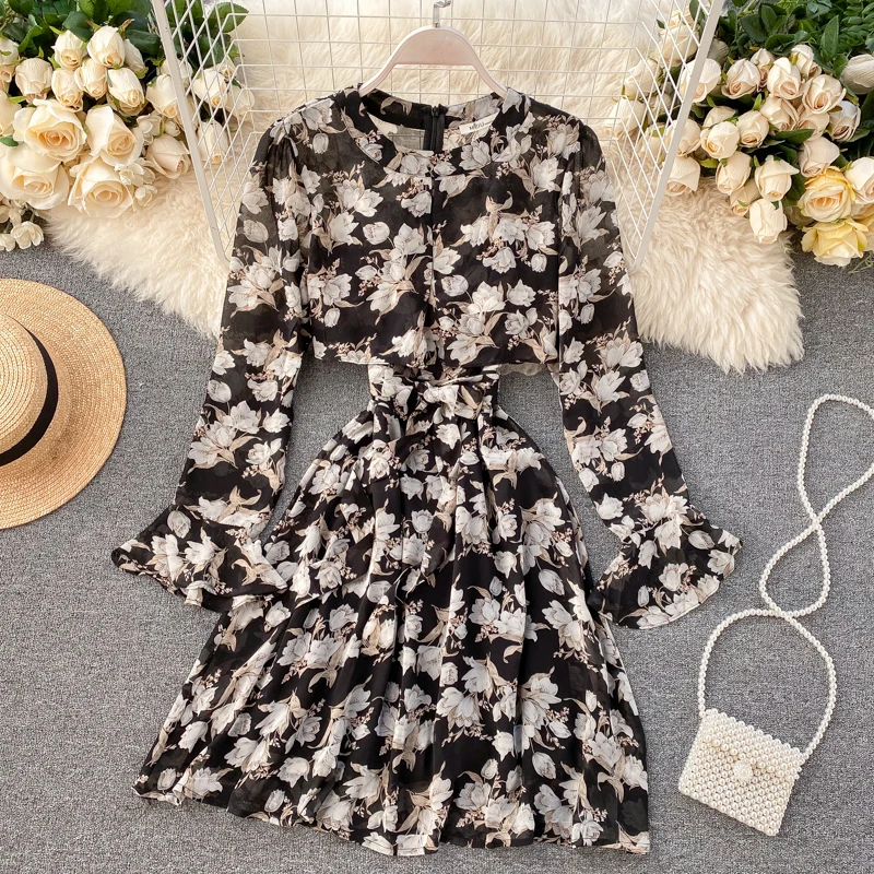 Женское шифоновое платье-трапеция в Корейском стиле элегантное праздничное