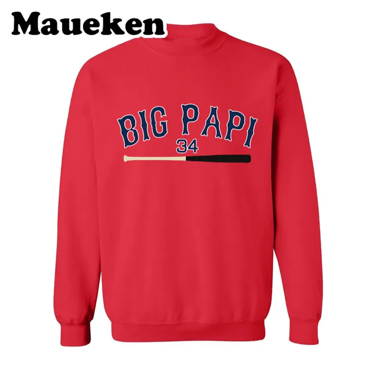 Мужские толстовки Boston 34 Давид Ортис Спасибо Большой Papi толстый круглый воротник