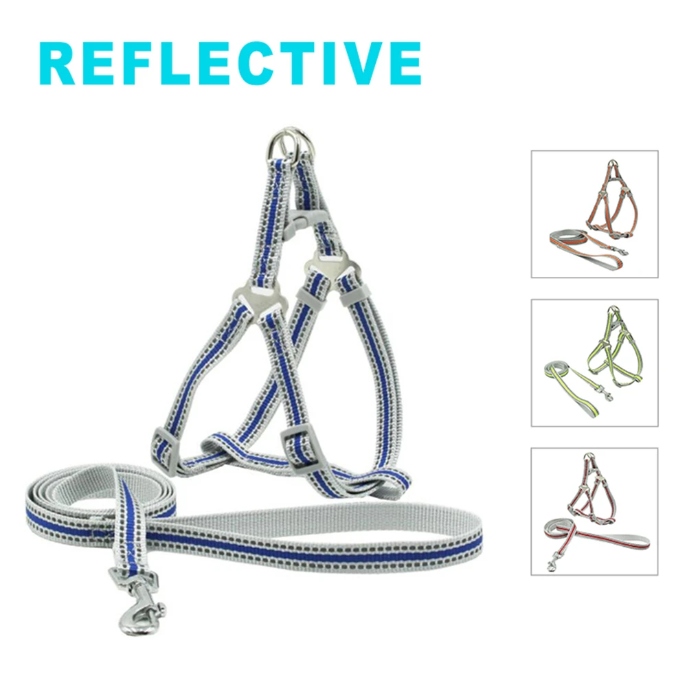 

Reflective Adjustable Nylon Dog Harness Leash Suit Walking Runing Lead Pet Traction Rope for Puppy Cat Outdoor Webbing Supplies