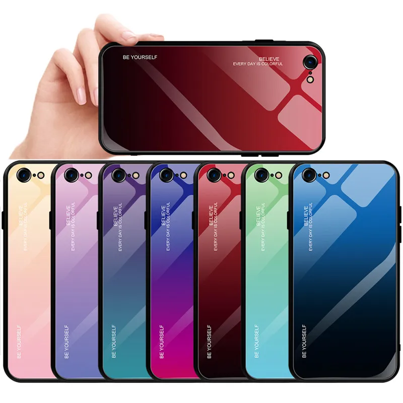 Новое градиентное закаленное стекло чехол для iPhone 6 6S 7 8 Plus на X XS XR Max чехлы