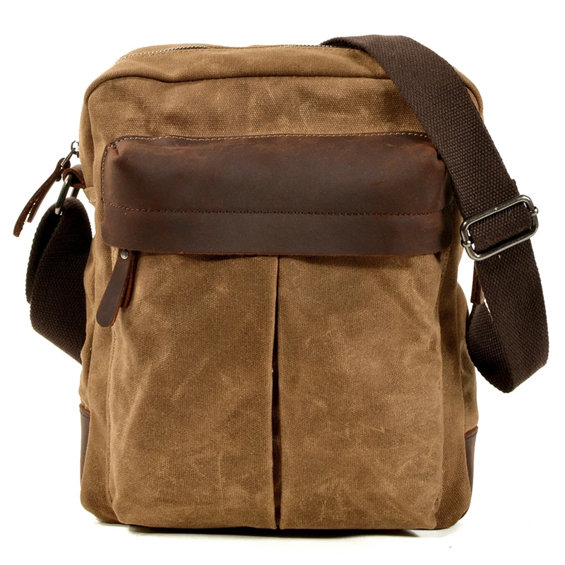 

Europe America Canvas Leather Crossbody Bag Military Army Vintage Messenger Bags Casual Travel Small Shoulder Bag
