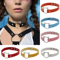 hot sale punk leather collar round necklace goth rivet cat shape choker necklace accessorie fashion party jewelry gift