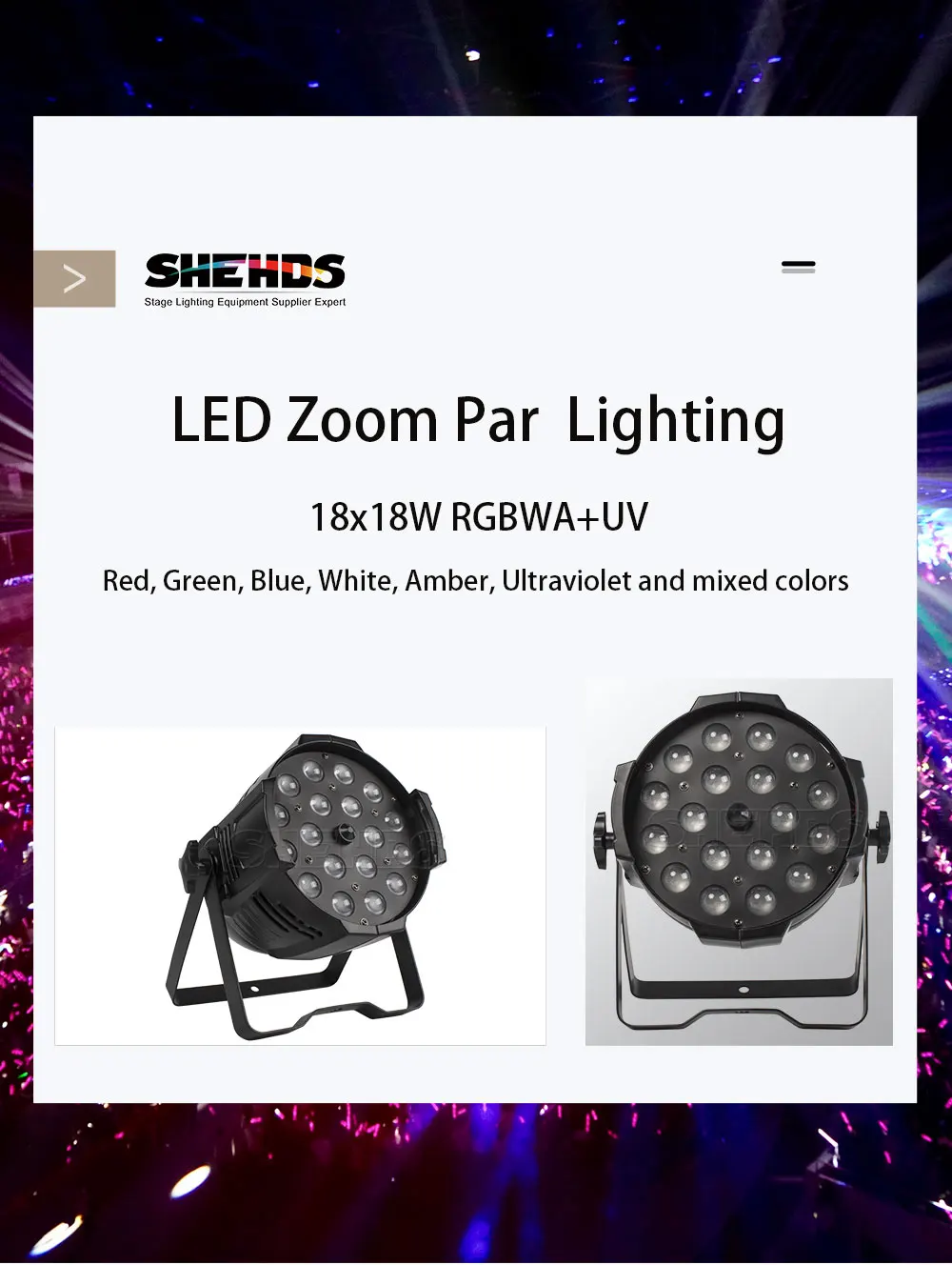 18x18W RGBWA+UV 6in1 LED Par Light Outdoor Zoom Par Can Zoom Led Par Light For Birthday Party Wedding Dj Disco Dance Floor Clubs