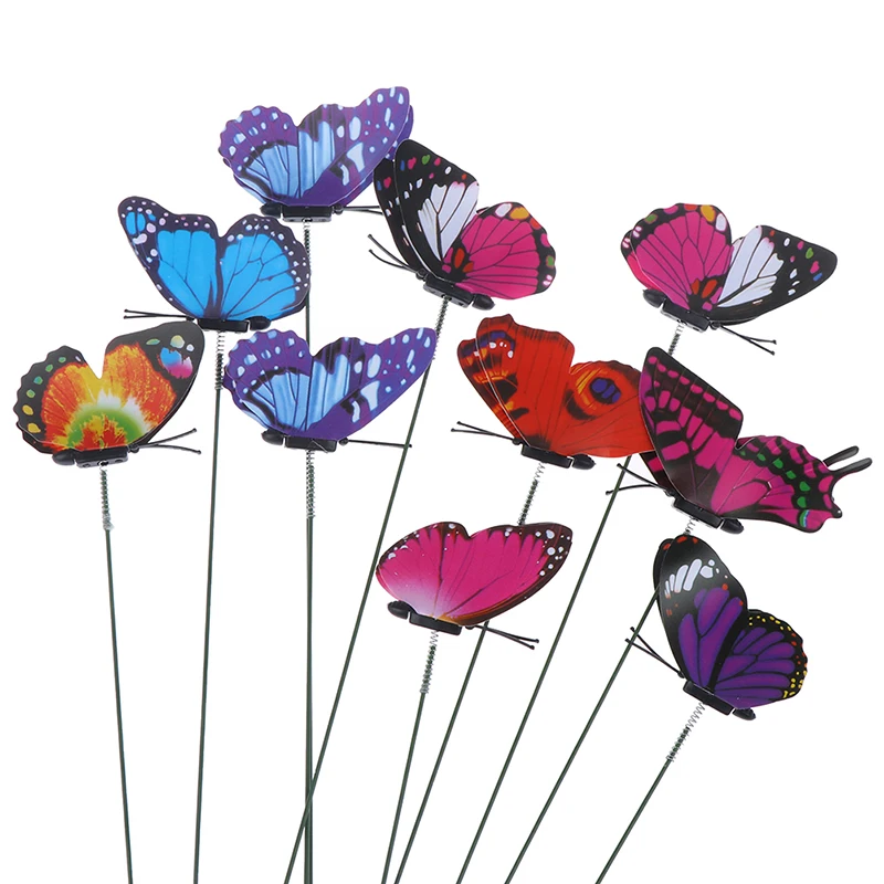 

10Bunch Of Butterflies Garden Yard Planter Colorful Whimsical Butterfly Stakes Decoracion Outdoor Decor Flower Pots Decoration